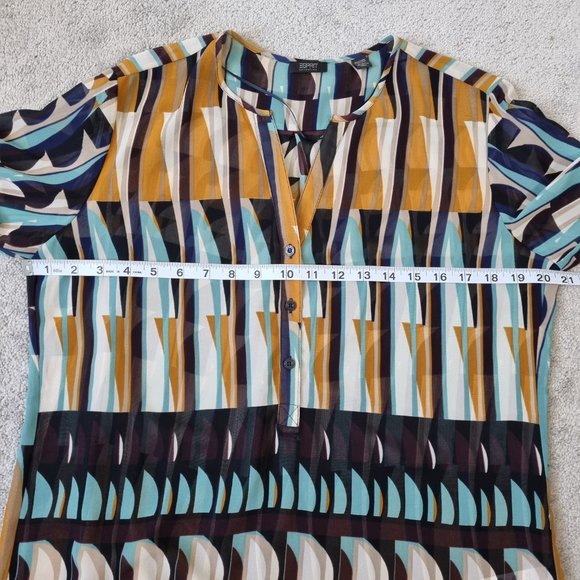 Esprit Women's Sheer Abstract Print Blouse Size M - Picture 9 of 10
